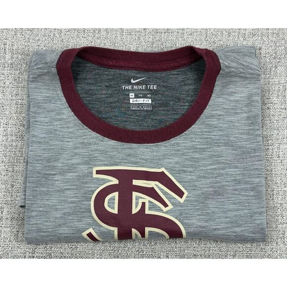 Florida State Seminoles Shirt Mens 3XL Gray Maroon NCAA Ringer Dri Fit Nike - Picture 8 of 10
